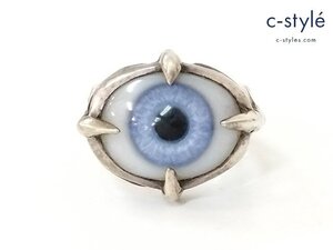 D240a [人気] CRAZY PIG クレイジーピッグ 4 Claws Eye Ring 4クローアイリング 義眼 ヒューマン青 シルバー | ジュエリー O