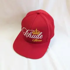 【RHUDE】アメリカ製ロゴ刺繍5パネルキャップ　レッド×グリーン