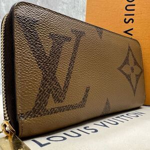 【現行 美品】ルイヴィトン LOUIS VUITTON ジッピーウォレット 長財布 ジャイアント モノグラム リバース ブラウン レザー M69353