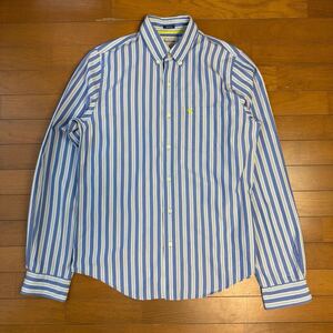 Abercrombie & Fitch XL ストライプシャツ MUSCLE 長袖シャツ long shirts lightblue ボタンダウンシャツ