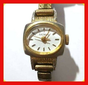 アンティーク　腕時計　SAZAVIN 　レディース　手巻き　腕時計 メーカー不明 「assembled in Hong kong」(組立は香港)の刻印有り　中古品