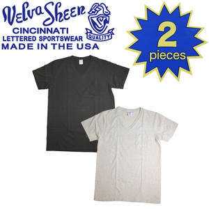 Velva Sheen (ベルバシーン) 160922 2PAC V/N PK TEE (半袖 V首 ) VネックTシャツ ポケット有り 2枚組 全10色 VLVS004-ブラック+オートミー