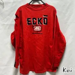 古着 ECKO エコー 刺繍 ストレッチ Tシャツ L 赤