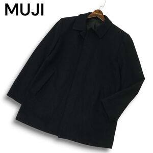 MUJI 無印良品 秋冬★ ステンカラー ウール ジャケット コート ネイビー Sz.L メンズ　C4T09945_B#N