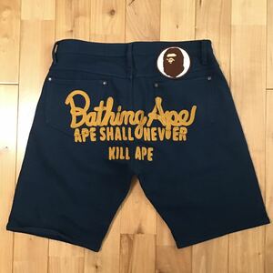 BAPE champion 刺繍 スウェット ハーフパンツ Sサイズ ネイビー a bathing ape BAPE sweat shorts エイプ ベイプ アベイシングエイプ w3