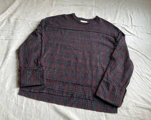 JieDa ジエダ NEL FRAY PULL OVER SHIRT ネル チェック 起毛 ビッグ プルオーバー シャツ 1 コットン エンジ ◇11