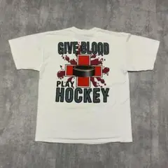 90s ホッケー　Tシャツ　GIVE BLOOD PLAY HOCKEY 白