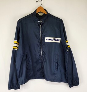 美品 70s USA製 GOODYEAR OFFICIAL RACING APPAREL レーシングジャケット Lサイズ 70年代 アメリカ製 ナイロンジャケット 濃紺 ビンテージ