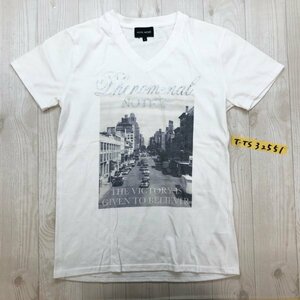 AVAIL MODE しまむら メンズ 転写プリント Vネック 半袖Tシャツ L 白