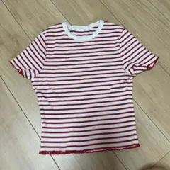 赤と白のストライプ 半袖Tシャツ サイズ90cm