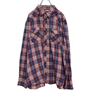 Wrangler 長袖 チェック ウエスタンシャツ XL レッド ネイビー ラングラー 90