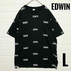 EDWIN Tシャツ　黒　ブラック　プリント　ロゴ　【L】