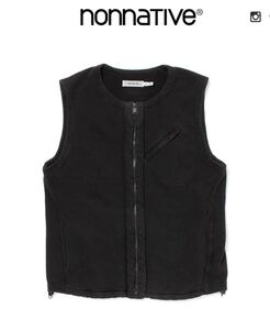 美品 23ss NONNATIVE ノンネイティブ HIKER VEST COTTON SWEAT OVERDYED 3 黒 Black NN-V4205 ベスト ジャケット スウェット ブラック 