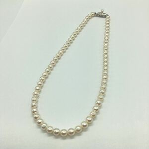 【25347】TASAKI タサキ 田崎真珠 パール ネックレス 連 S刻印 シルバー金具 約5.4mm〜5.8mm 35cm 本体のみ 中古品 二次流通品