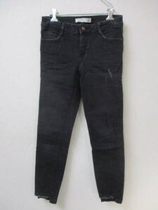 ザラ　ＺＡＲＡ　ＢＡＳＩＣ　レディース　ジーンズ　ブラック　ダメージ加工　EUR34　USA02　MEX24　Z1975 DENIM　