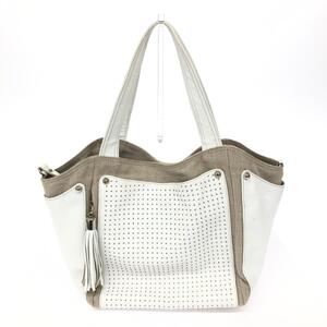 ◆LANZETTI ランゼッティ ハンドバッグ◆ ホワイト キャンバス・レザー レディース bag 鞄