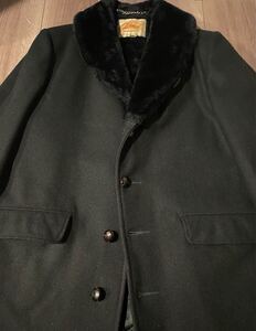 DEADSTOCK 黒　50s〜LAKELAND ALL BLACK PHARAOH COAT SIZE42 ファラオコート　ギャングコート　胡桃ボタン　ウール(検　30s 40s 60s )