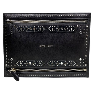 GIVENCHY ジバンシー パンドラ クラッチバッグ セカンドバッグ クラッチポシェット スタッズ ビジュー レザー ロゴ ブラック