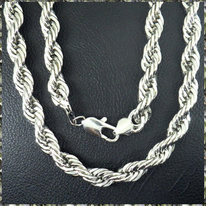 [NECKLACE] White Gold Plated ヒップ ホップ ロープ チェーン ホワイト ゴールド スーパー ロング ネックレス φ9.5x900mm 【送料無料】