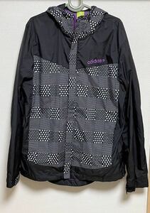 adidas ナイロンジャケット☆裏地メッシュ有り☆サイズO(XL)カラーブラック★水玉☆良品★