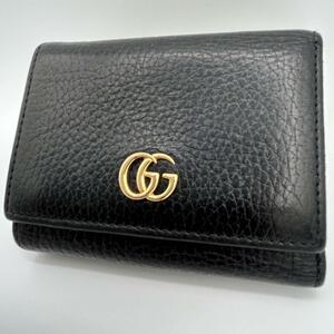 GUCCI グッチ GGマーモント プチマーモント GG 折り財布 折財布 三つ折り財布 3つ折り財布 コンパクト財布 ミニ財布 レザー シボ革 456126 