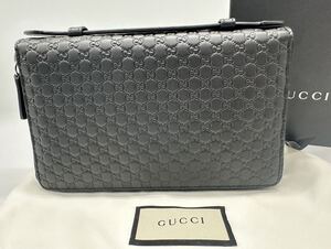 【未使用品】Gucci グッチ Wジップ オーガナイザー　マイクログッチ シマレザー 長財布 ジッピーウォレット ※※