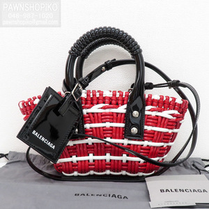 バレンシアガ BALENCIAGA BISTRO XXS／ビストロ バスケットバッグ／2WAY ハンドバッグ 678028 レッド 新品同様 [質イコー]