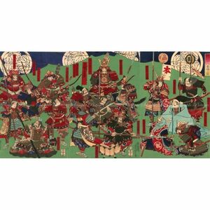 【フルサイズ版】歌川芳虎 徳川十六善神 -徳川十六神将- 大判錦絵三枚続 壁紙ポスター特大 1130mm×576mm はがせるシール式 009S1