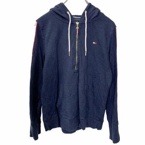 TOMMY HILFIGER プルオーバーパーカー Mサイズ トミーヒルフィガー ハーフジップ ネイビー 古着卸 アメリカ仕入 t2208-3861