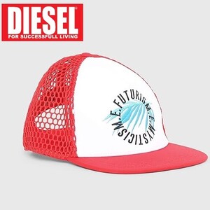 ディーゼル DIESEL キャップ 帽子 ブランド ロゴ入り メッシュ アジャスター レッド