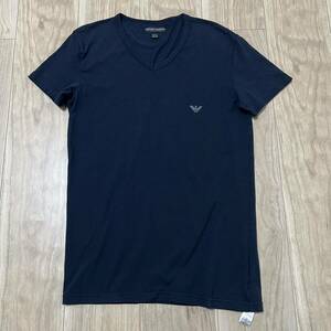 ★送料360円★美品 EMPORIO ARMANI エンポリオアルマーニ 半袖 Tシャツ カットソー 紺色 ネイビー ロゴ サイズM メンズ R-6263