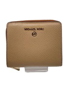 MICHAEL KORS◆マイケルコース/2つ折り財布/レザー/ベージュ×ブラウン/レディース/