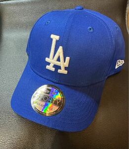 ニューエラ　キャップNEWERA 9FORTY CAP BLUE青系帽子ホワイトLA ロゴ刺繍入男女用フリーサイズ