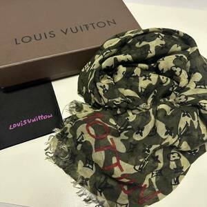 超希少◇Louis Vuitton ルイヴィトン 村上隆 スカーフ モノグラムカモフラージュ シルク カシミア ユニセックス