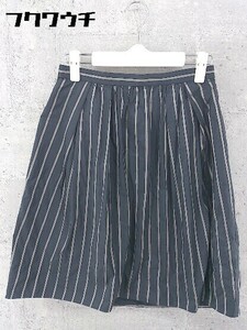 ◇ Demi-Luxe BEAMS デミルクス ビームス ストライプ 膝丈 スカート サイズ36 ブラック系 グレー レディース