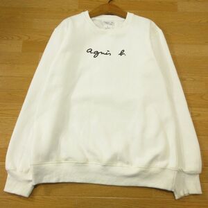 ◎agnes b. humme アニエスベー オム ポルトガル製◆スウェット トレーナー 裏起毛 胸ロゴ！◆メンズ 白 サイズ 1◆AA1415