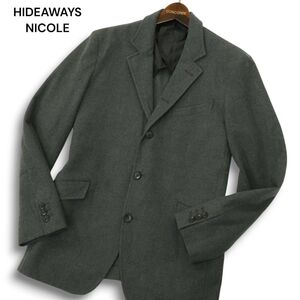 【美品】HIDEAWAYS BLACK by NICOLE ハイダウェイ ニコル 秋冬 背抜き スリム テーラード ジャケット Sz.48 メンズ グレー　A4T11235_A#N