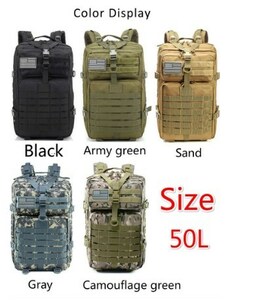 50L 1000Dナイロン防水バックパック屋外軍事リュック戦術的なスポーツキャンプハイキングトレッキング釣り狩猟バッグ(4,5)