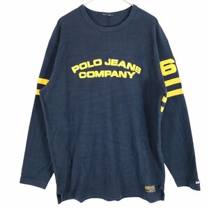 POLO JEANS ポロジーンズ ブランドネーム刺 長袖Ｔシャツ ネイビー (メンズ L相当) O3055