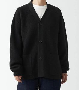 22aw ムジラボ S〜M 黒 ウールミドルゲージVネックカーディガン muji labo 無印良品 尾花大輔 Nハリウッド 長袖ニット セーター ブラック