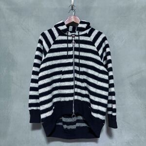 ROBES & CONFECTIONS ローブス&コンフェクションズ ウールポリエステル ジャカード ボーダー バルーン ジップ パーカー フーディ size.1(S)