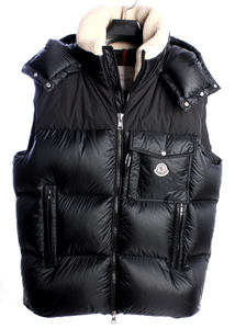 23AW　モンクレール 襟ボア ナイロン ダウン ベスト　ブラック　MONCLER 国内正規品　#A8