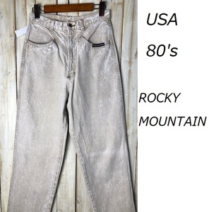 USA古着 70s～80s デザインデニムパンツ ベージュ ROCKY MOUNTAIN オールド ヴィンテージ 42TALON ユニセックス ワイドテーパード ●6