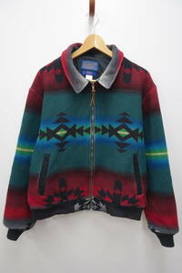 32W ペンドルトン PENDLETON ネイティブ柄 フルジップ ウールジャケット USA製 TALONジップ【M】