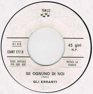 ●GLI ERRANTI / SE OGNUNO DI NOI [ITALY 45 ORIGINAL 7inch シングル JUKE BOX ONLY サイケ FREAKBEAT 試聴]