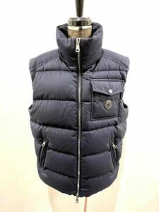 モンクレール E20914336905 V0054 LALAY GILET スタンドカラー ウール フルジップ ダウンベスト MONCLER ジレ ネイビー サイズ3