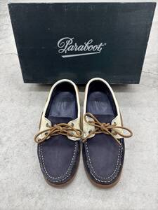 Paraboot パラブーツ デッキシューズ サイズ6.5 BARTH MARINE 革靴 ブルー 箱あり used品