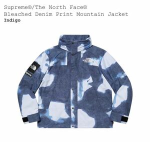 新品Supreme The North Face Bleached Denim Print Mountain jacket Indigo XLサイズ　シュプリーム　ノースフェイス