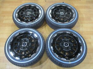 美品! バトルシップ NEO ホイール 新品 ホワイトリボンタイヤ 4本 15インチ 165/55R15 スペーシアギア タント ファンクロス N-BOX N-ONE 他