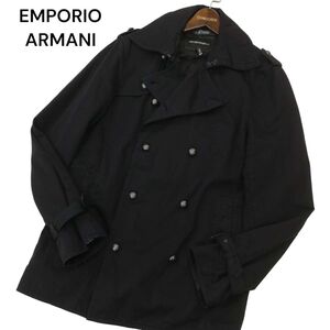 EMPORIO ARMANI エンポリオ アルマーニ 通年 背抜き ショート丈★ トレンチコート Sz.M　メンズ 黒　C4T00740_1#O